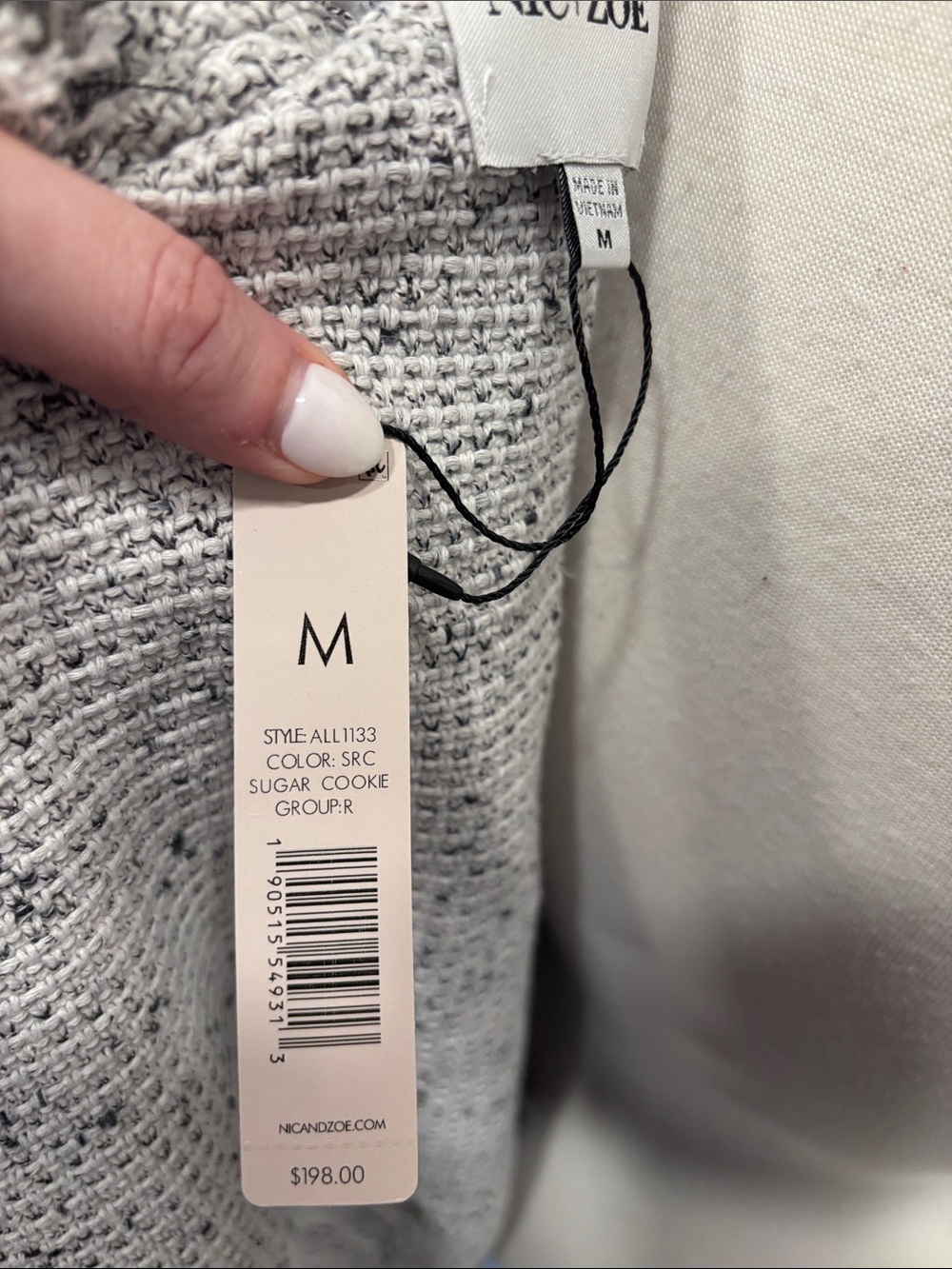 NIC+ZOE Light Gray Speckled Fringe Open-Front Cardigan NWT - Picture 10 of 10
